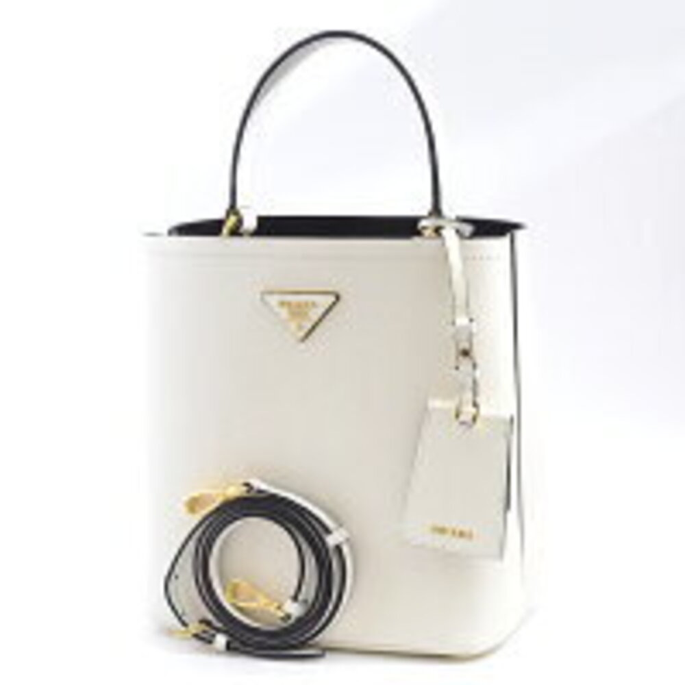 Prada Panier Saffiano Leather Handbag Shoulder Bag White